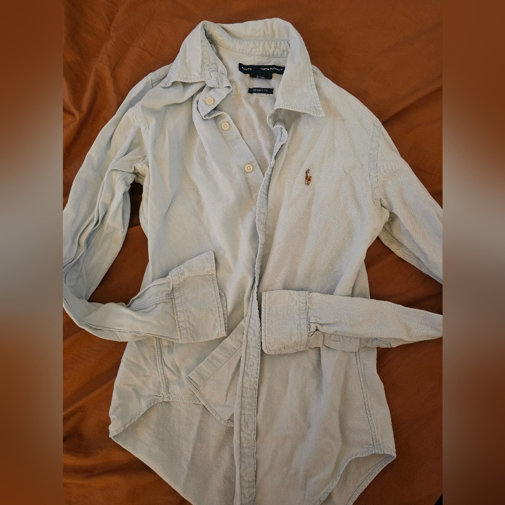 Ralph Lauren Sport skinny fit button down polo logo